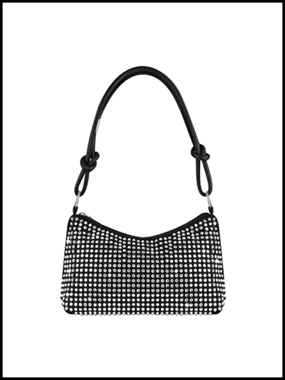 Sparkly Rhinestone Hobo Clutch Purse with Crossbody Chain